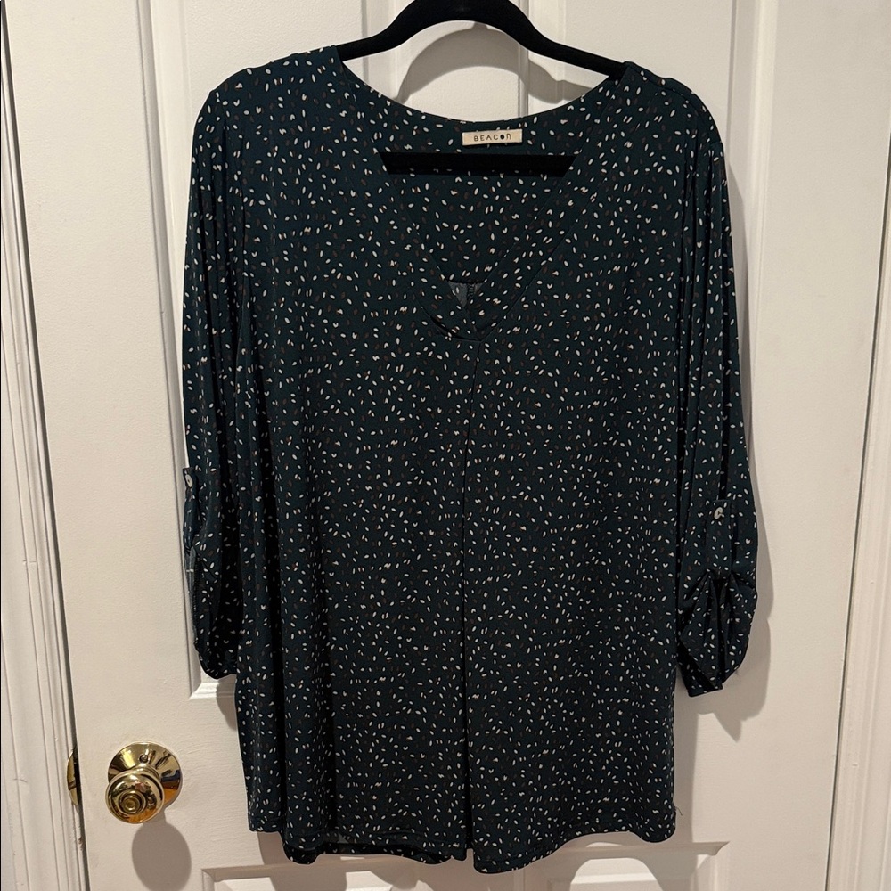 Beacon Forest Green Blouse with White Dots